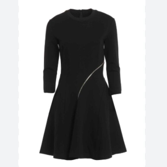 McQ Alexander McQueen Zip Detail Stretch Jersey Flared Mini Dress - Picture 2 of 11